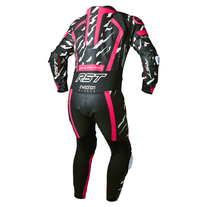 RST Pro Series Evo Airbag CE Mens Leather Suit - Neon Pink / White Lightning .