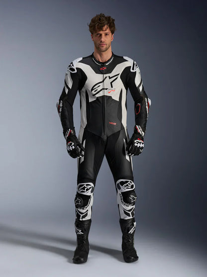 Alpinestars GP Plus V4 Sprint 1 Piece Leather Suit - Black / White / Red / Fluo