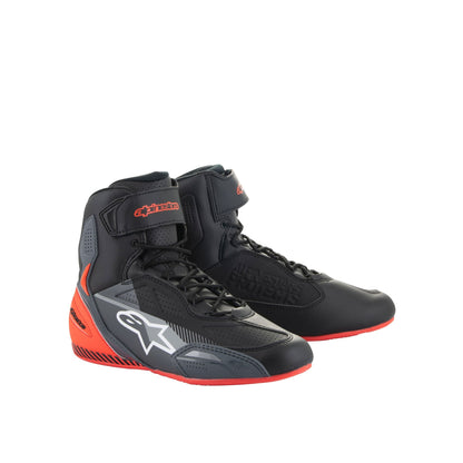 Alpinestars Faster-3 Motorcycle Shoes - Black / Grey / Red Fluo