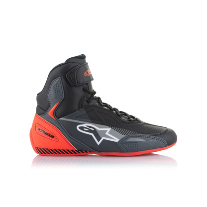 Alpinestars Faster-3 Motorcycle Shoes - Black / Grey / Red Fluo